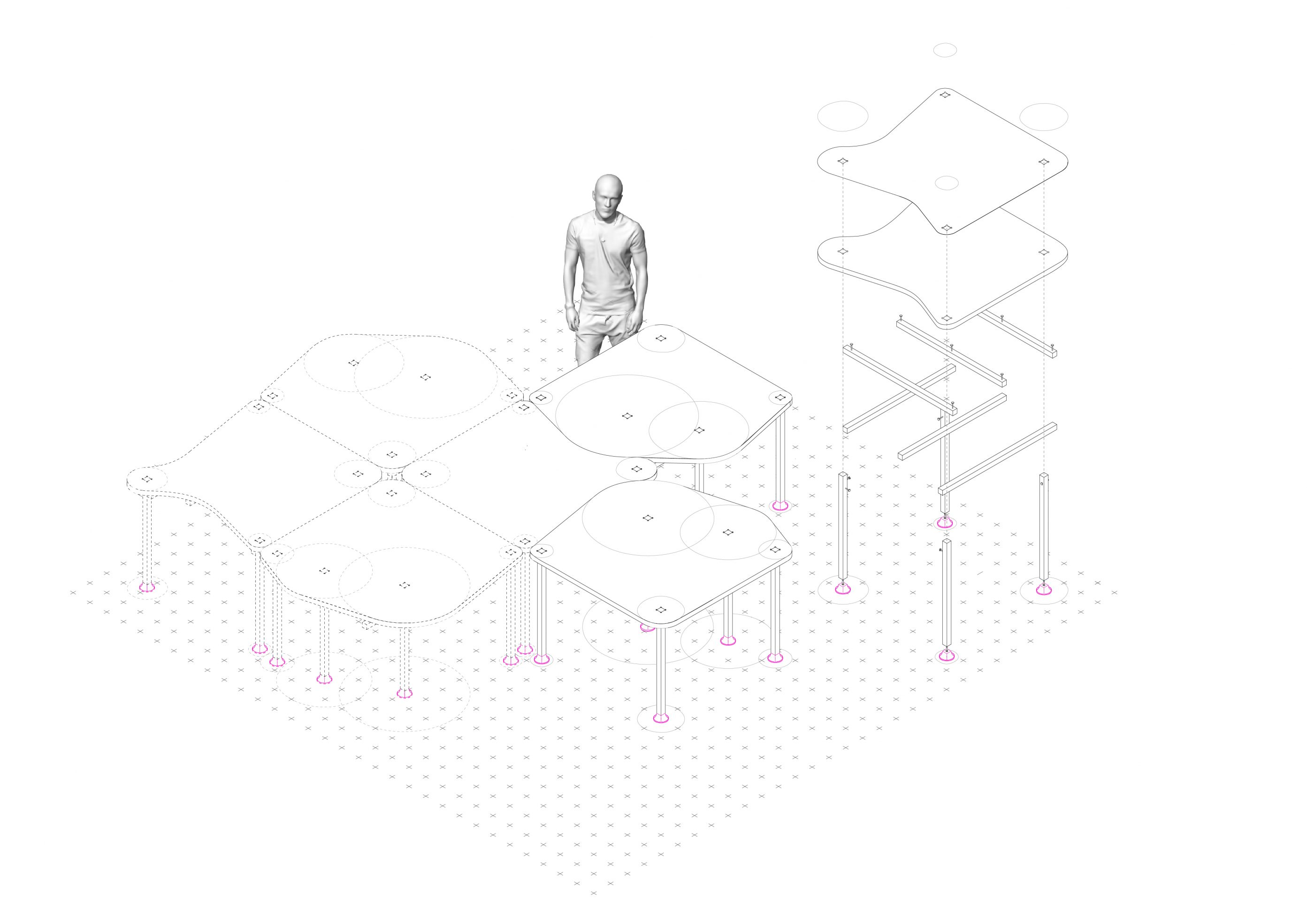 Table Axonometry Design Apothecary Turin | ecoLogicStudio